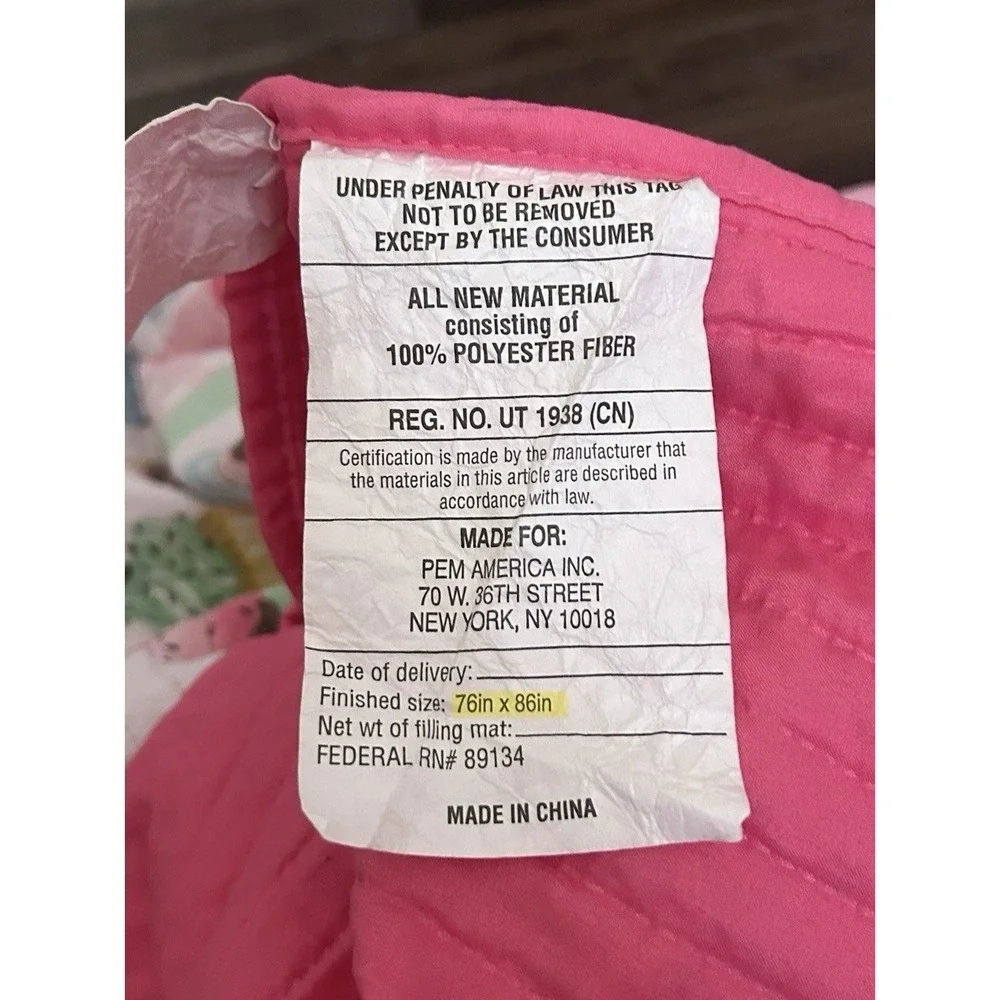 Kids Twin Quilted Cupcake Quilt w/ Sham Pink Multicolor 76x86 Polyester